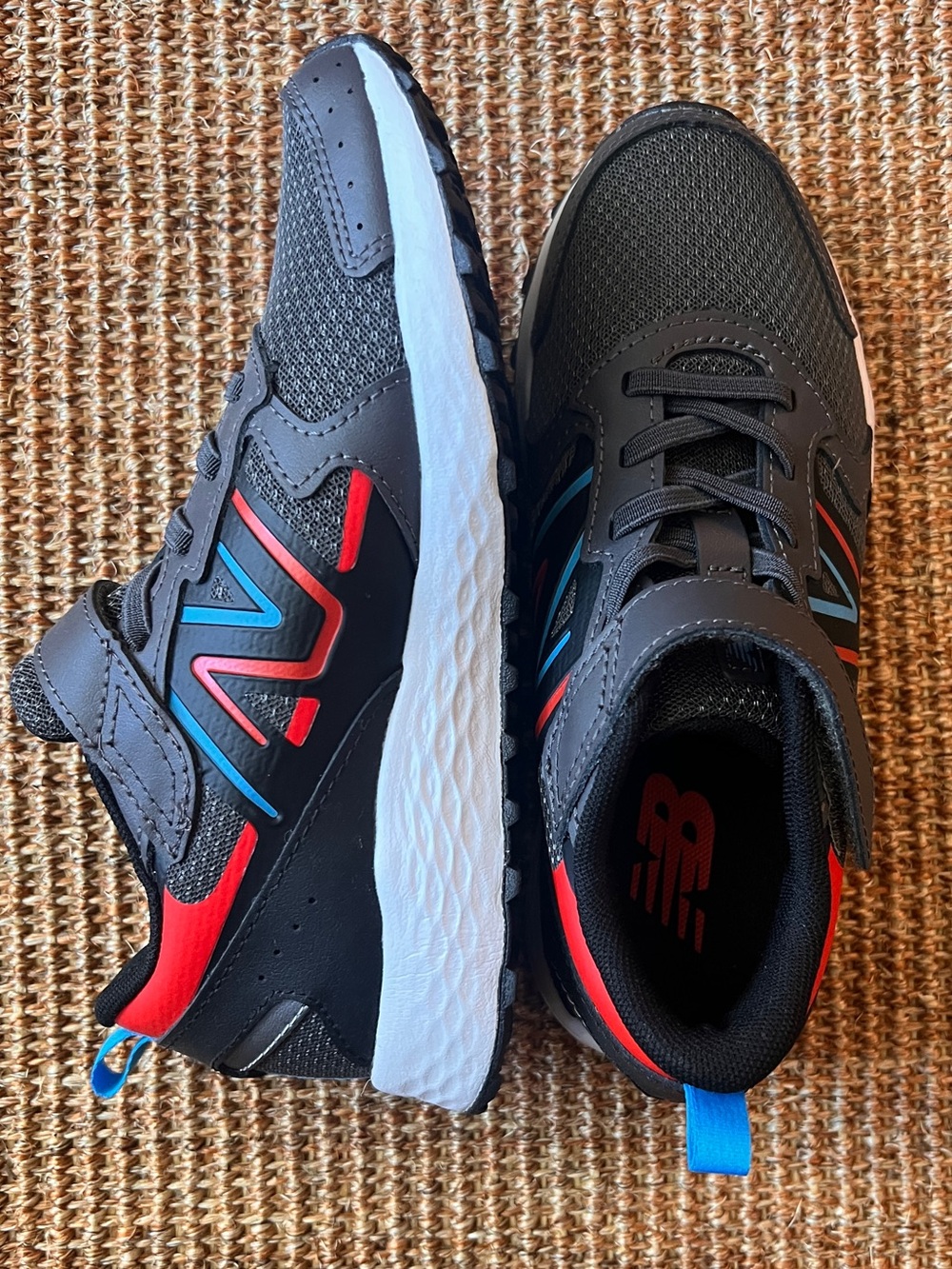 New Balance Kids' Black Red Athletic Sneakers